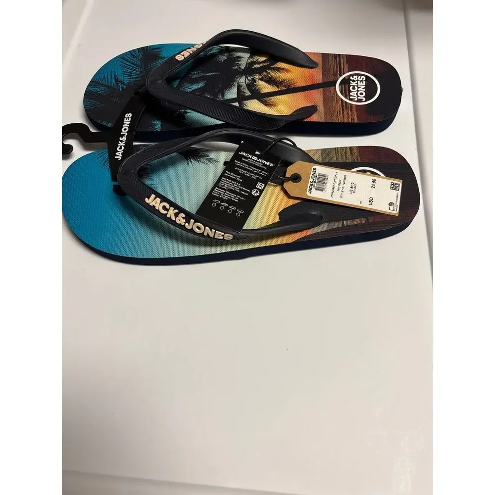 Jack & Jones NWT Sunset Flipflop Sandals Navy Blazer 8-10 Slip On Beach Resort